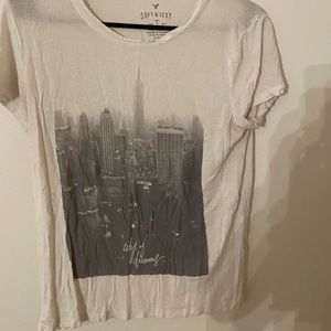 American Eagle White New York City Crop Tee